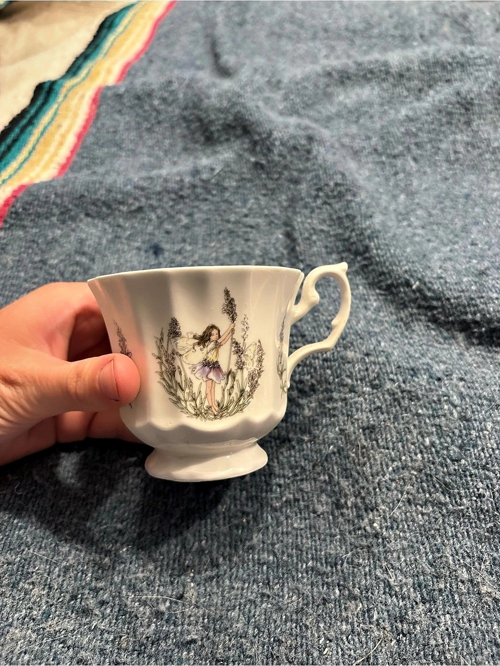 The Bradford Exchange Forget-Me-Not Floral Teacup & Saucer White & Purple